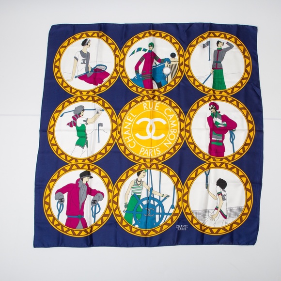 CHANEL VINTAGE RUE CABMON PARIS HOBBY SILK SCARF - Picture 4 of 8